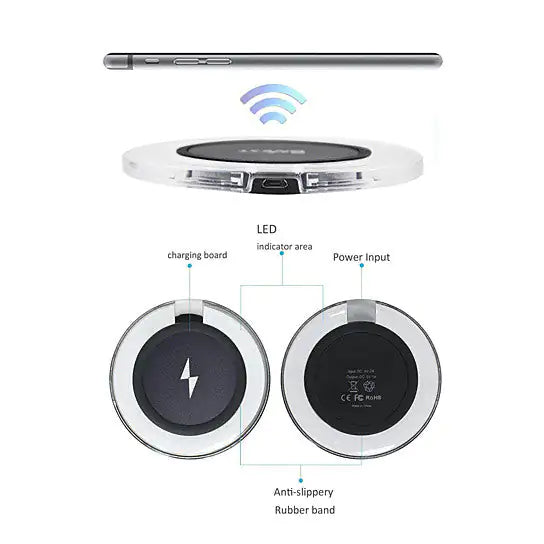 Wireless Qi Charger In Translucent Color For Samsung And Other Compatible Phones