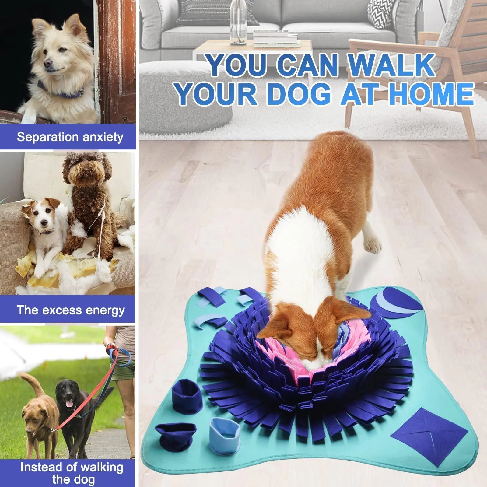 Snuffle Mat for Dogs Cats 25x25 inch Dog Snuffle Mat Interactive Toys Mat - Sno's Finds