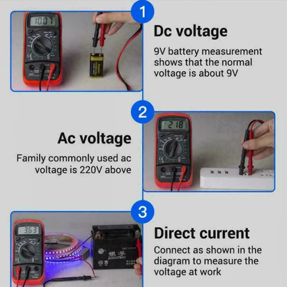 Digital Multimeter AC DC Voltmeter Ammeter Ohmmeter Volt Tester Meter XL830L USA