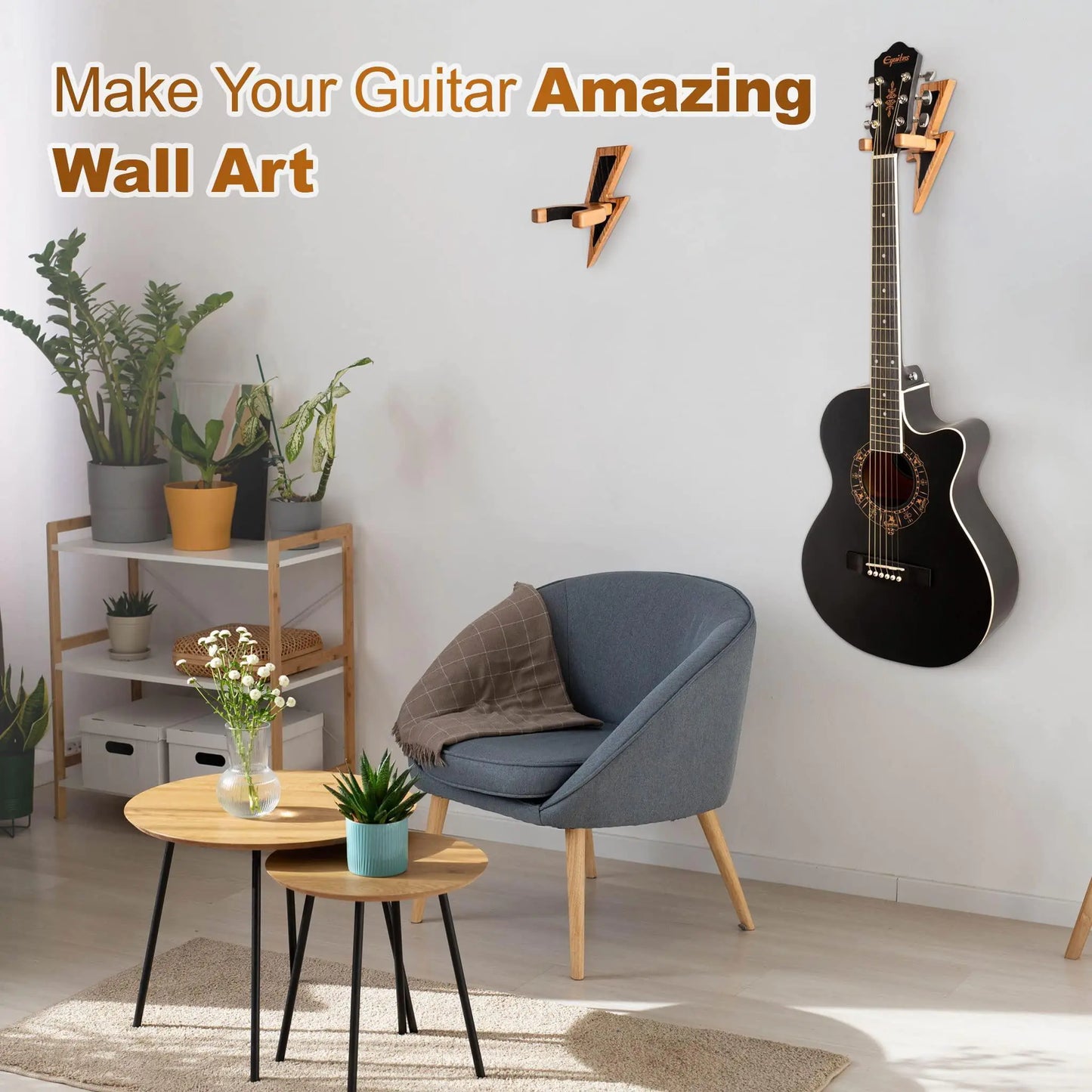 Guitar Holder Wall Mount Ash Wood Guitar Hanger Hook Stand Rack Hardwood Beige - Sno's Finds