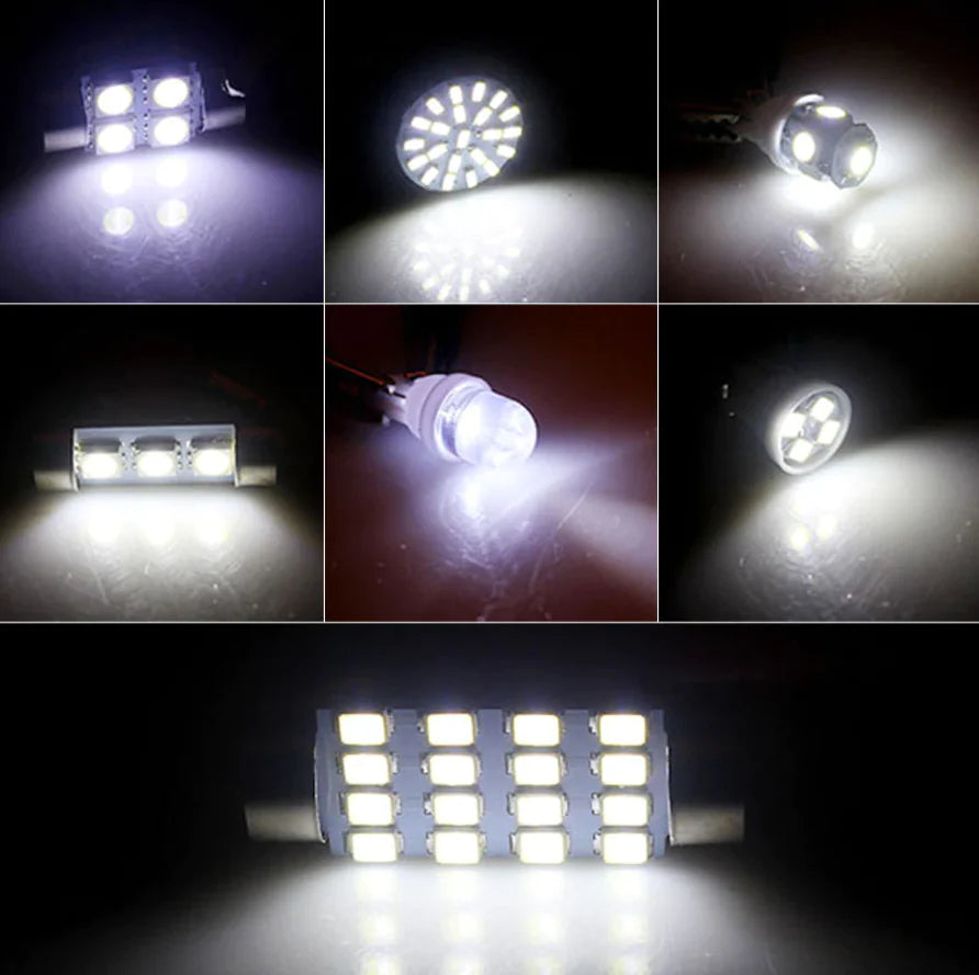 28pcs Car Interior White Combo LED Map Dome Door Trunk License Plate Light Bulbs - Sno's Finds