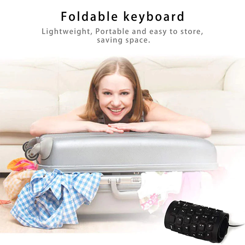 Waterproof Silicone Keyboard Foldable Flexible USB Dustproof DirtProof Full Size - Sno's Finds