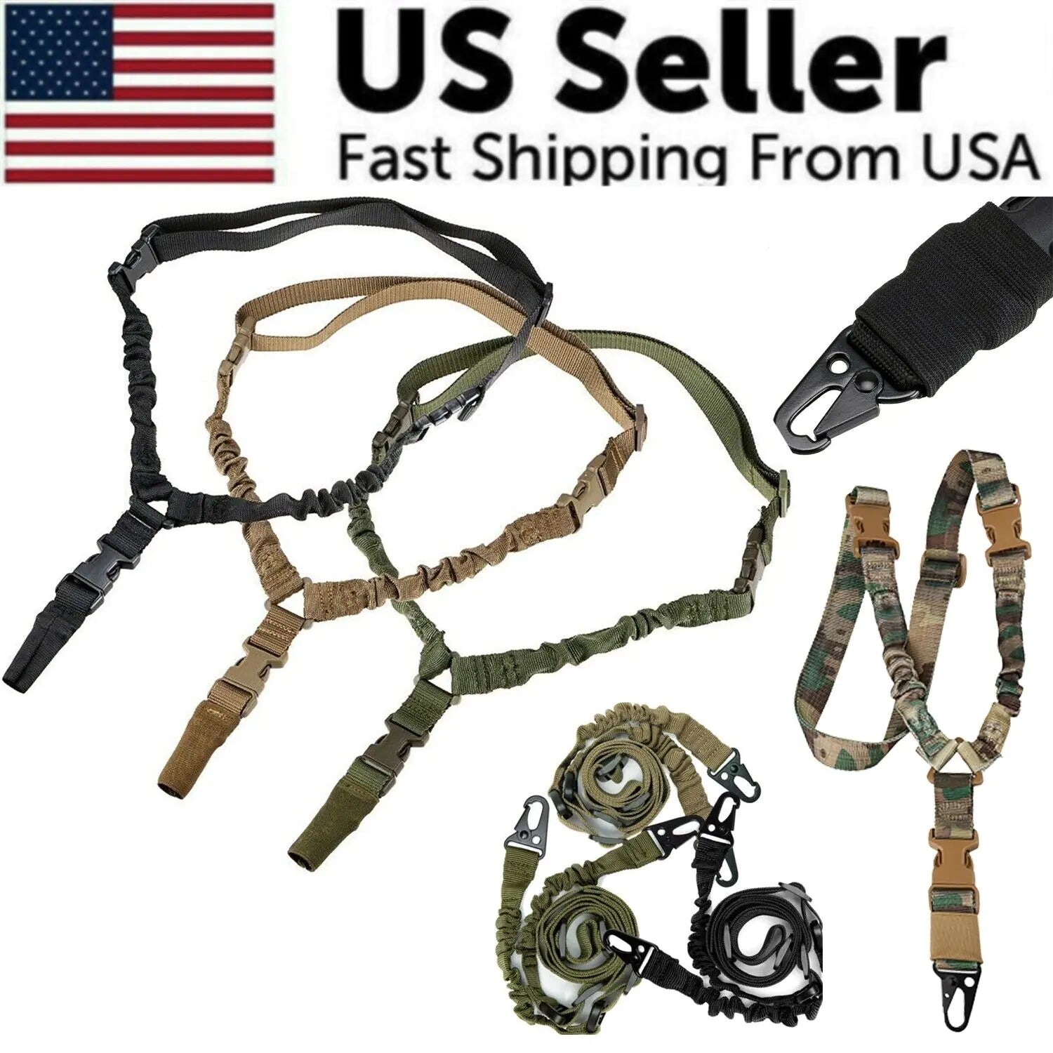 Heavy Duty Tactical Single Point Gun Rifle Sling Adjust & Quick Detach QD Buckle - Sno's Finds