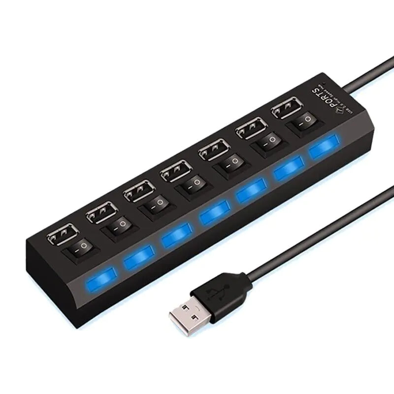 7 Port USB 2.0 / 3.0 Hub Splitter Adapter High Speed For PC Laptop Mac Desktop - Sno's Finds