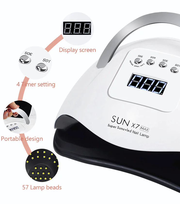 220W Nail Dryer LED Lamp UV Light Polish Gel Curing Machine Electric Manicure - Sno's Finds