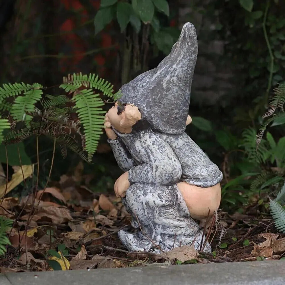 Pooping Naughty Gnome Miniature Statue Funny Resin Dwarf Home Garden Ornament US - Sno's Finds