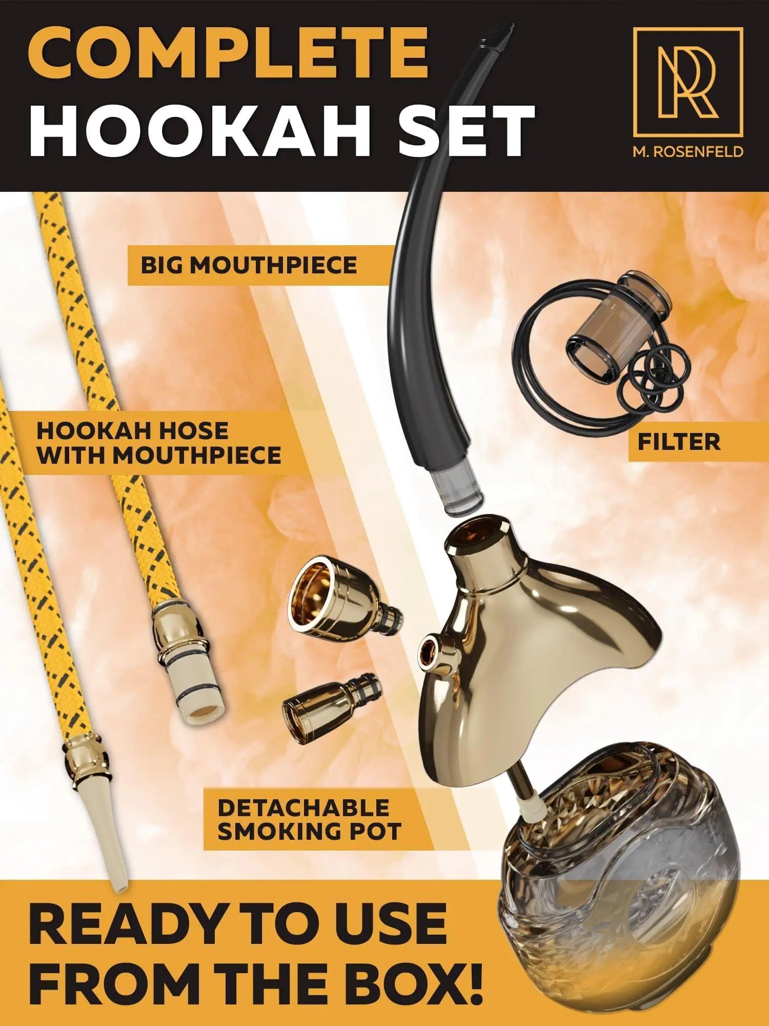 Golden Portable Hookah Set With Everything Mini Hookah Hookah Set For Travel - Sno's Finds