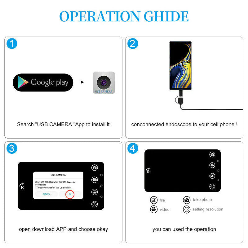 5M 6LEDs Snake Endoscope Borescope 8mm Inspection USB Camera Scope For Android - Sno's Finds