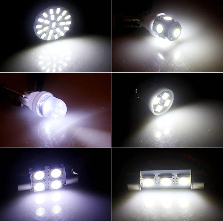 28pcs Car Interior White Combo LED Map Dome Door Trunk License Plate Light Bulbs - Sno's Finds