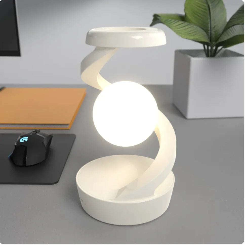 Rotating Moon Desk Lamp with Wireless Charging and Touch Sensor - Sno's Finds