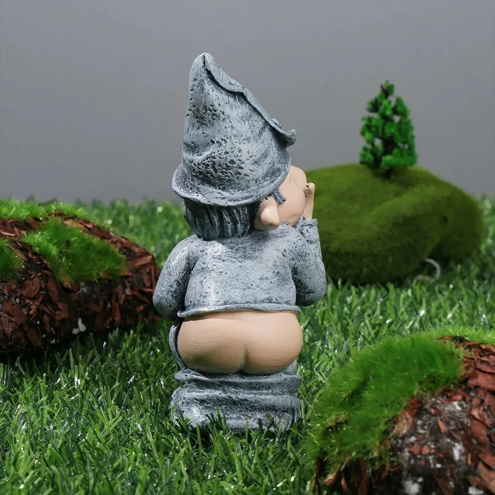 Pooping Naughty Gnome Miniature Statue Funny Resin Dwarf Home Garden Ornament US - Sno's Finds