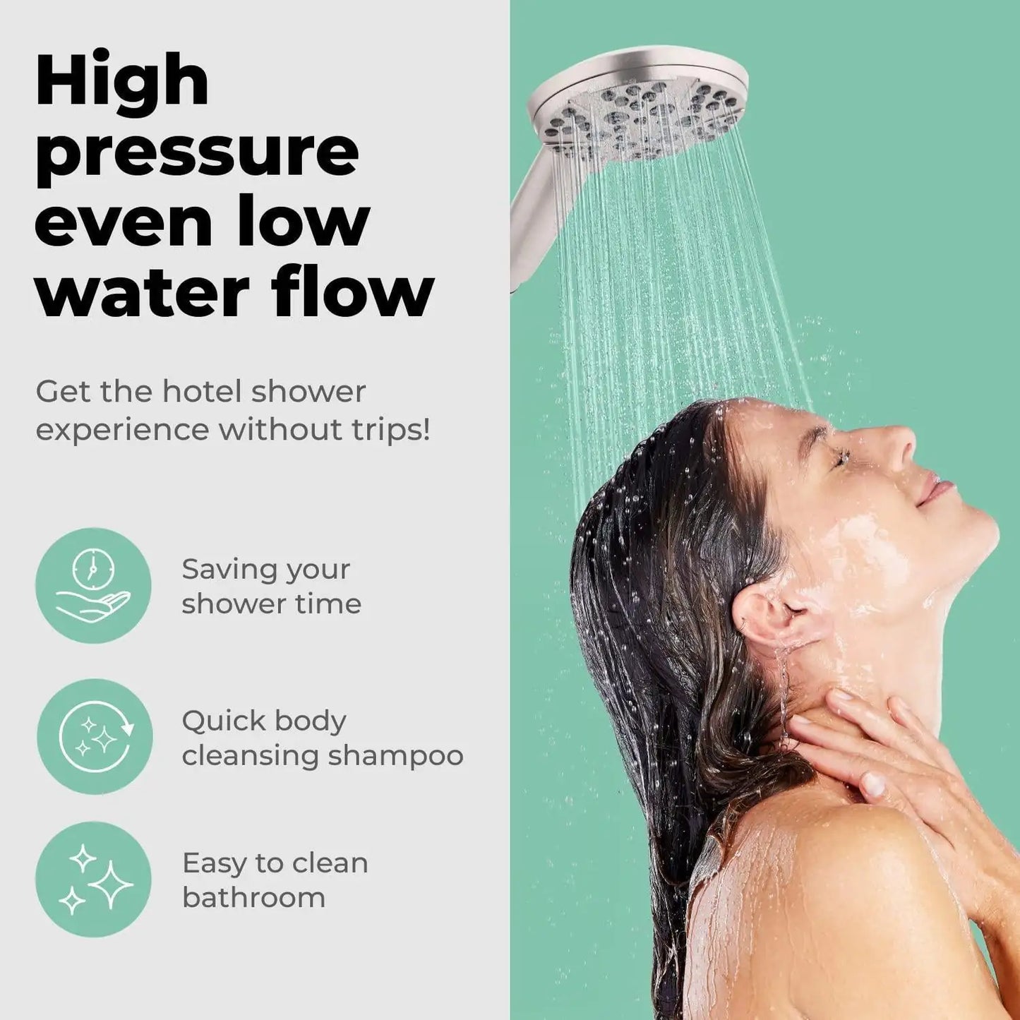 High Pressure Shower Head with Handheld 8 Spray Settings High Flow Removable - Sno's Finds