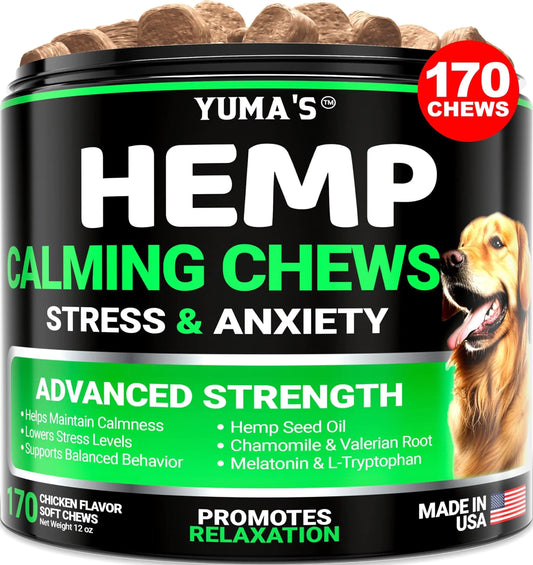 Hemp Calming Chews for Dogs Advanced Dog Calming Treats 170 Chews Chicken Flavor - Sno's Finds