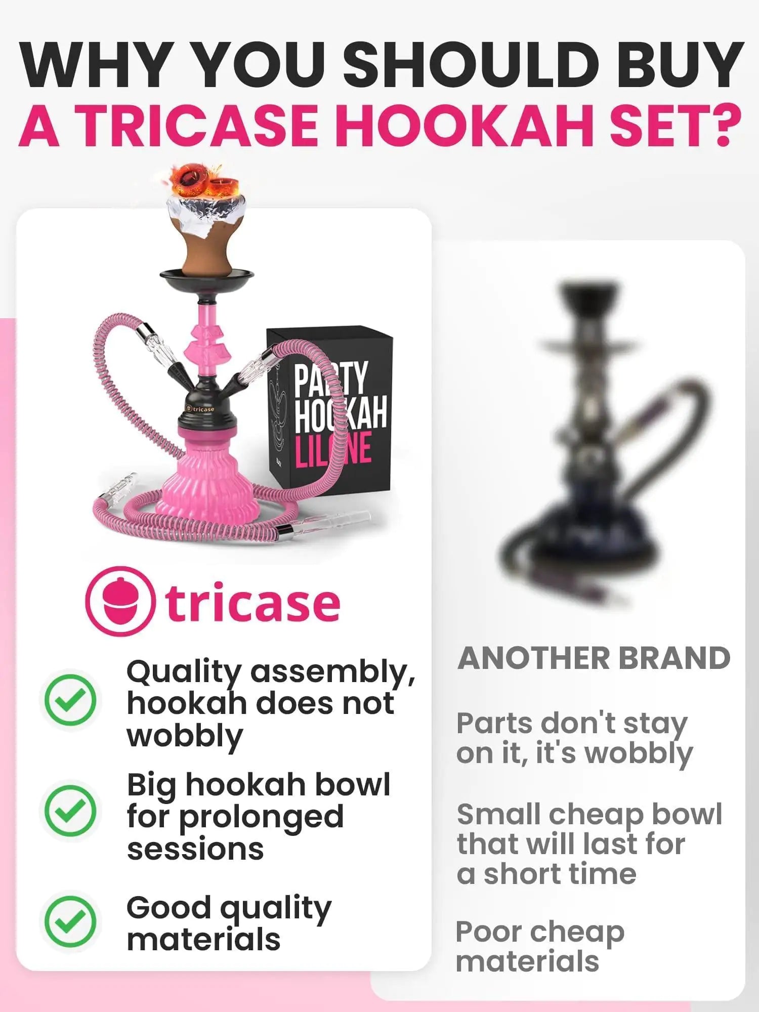 Hookah Set 2 Hose Black 12 inch Hookah 50 Foil Bowl 10 Tips 2 Mouthpieces Tongs - Sno's Finds