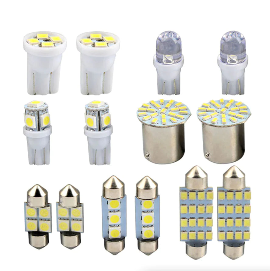 28pcs Car Interior White Combo LED Map Dome Door Trunk License Plate Light Bulbs - Sno's Finds