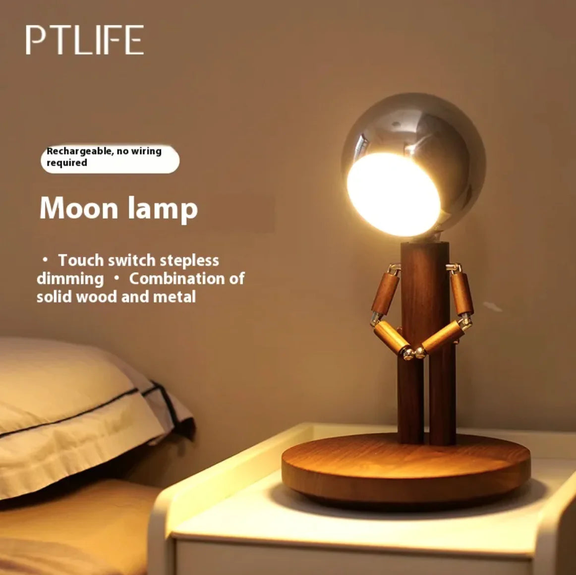 Solid Wood Moon Lamp with Penalty Station - Sno's Finds