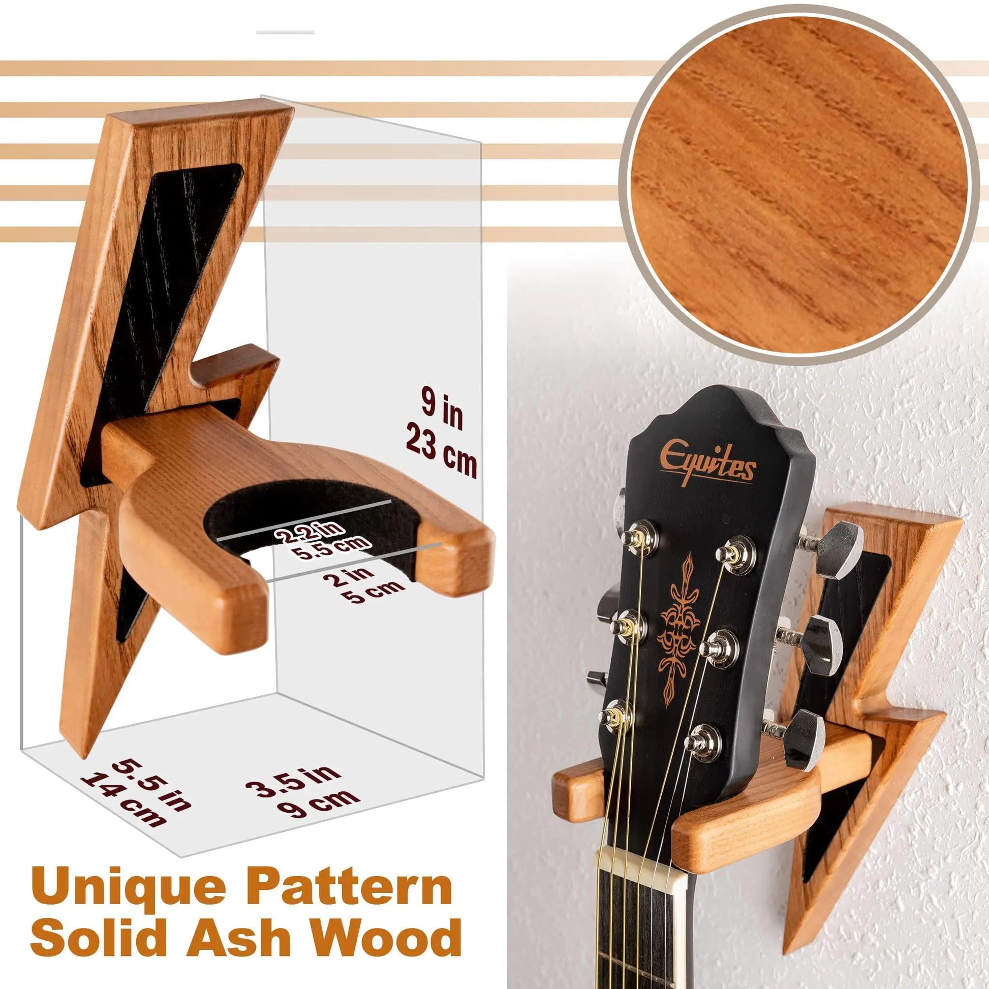 Guitar Holder Wall Mount Ash Wood Guitar Hanger Hook Stand Rack Hardwood Beige - Sno's Finds