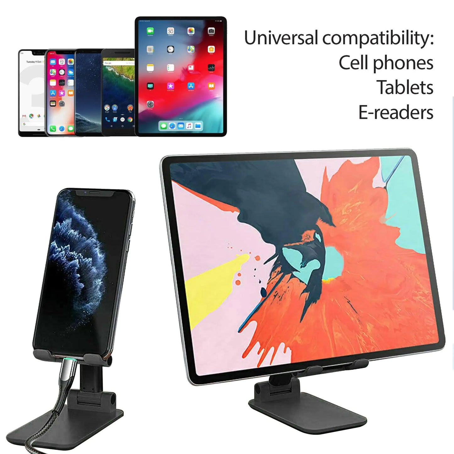 Adjustable Universal Tablet Stand Desktop Holder Mount Mobile Phone iPad iPhone - Sno's Finds