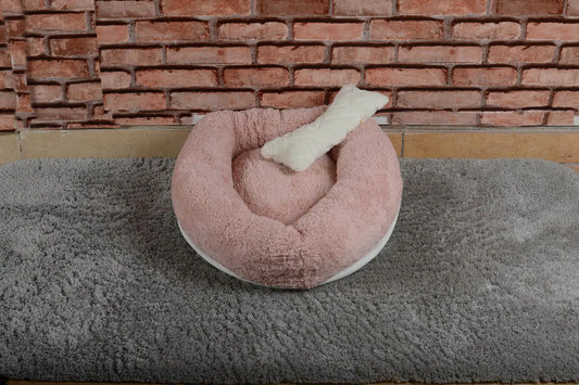 Cookie Pet Sherpa Fleece Washable Round Dog Cat Bed, 60 Cm, Light Powder - Sno's Finds