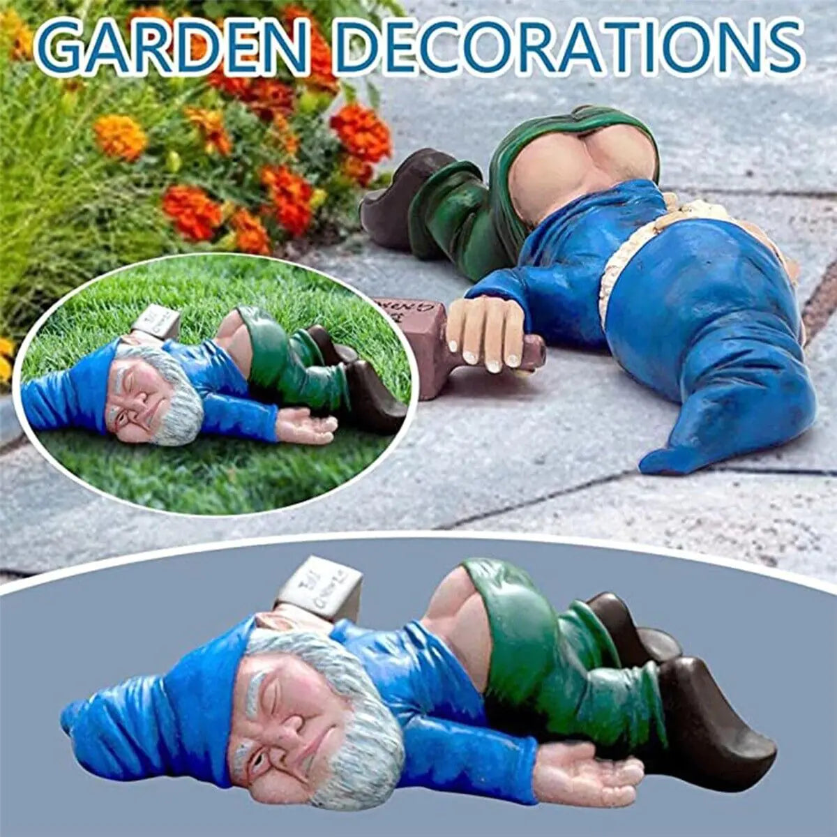 Drunk Dwarf Garden Gnome Decoration Drunken Ornament Decor Yard Patio Lawn US - Sno's Finds