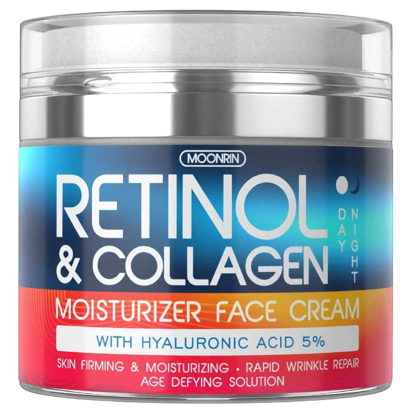 Retinol and collagen face cream with hyaluronic acid for skin firming and moisturizing, 1.8 oz.