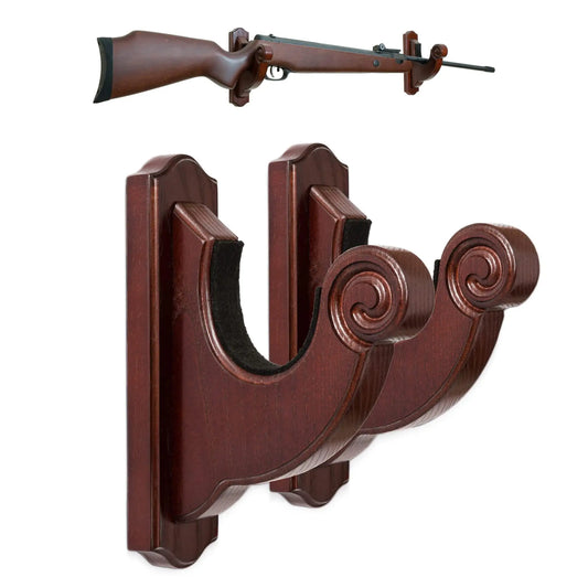 Wall Mount Gun Rack Hold Up Displays Horizontal Shotgun Bow Hanger Wood Hooks - Sno's Finds