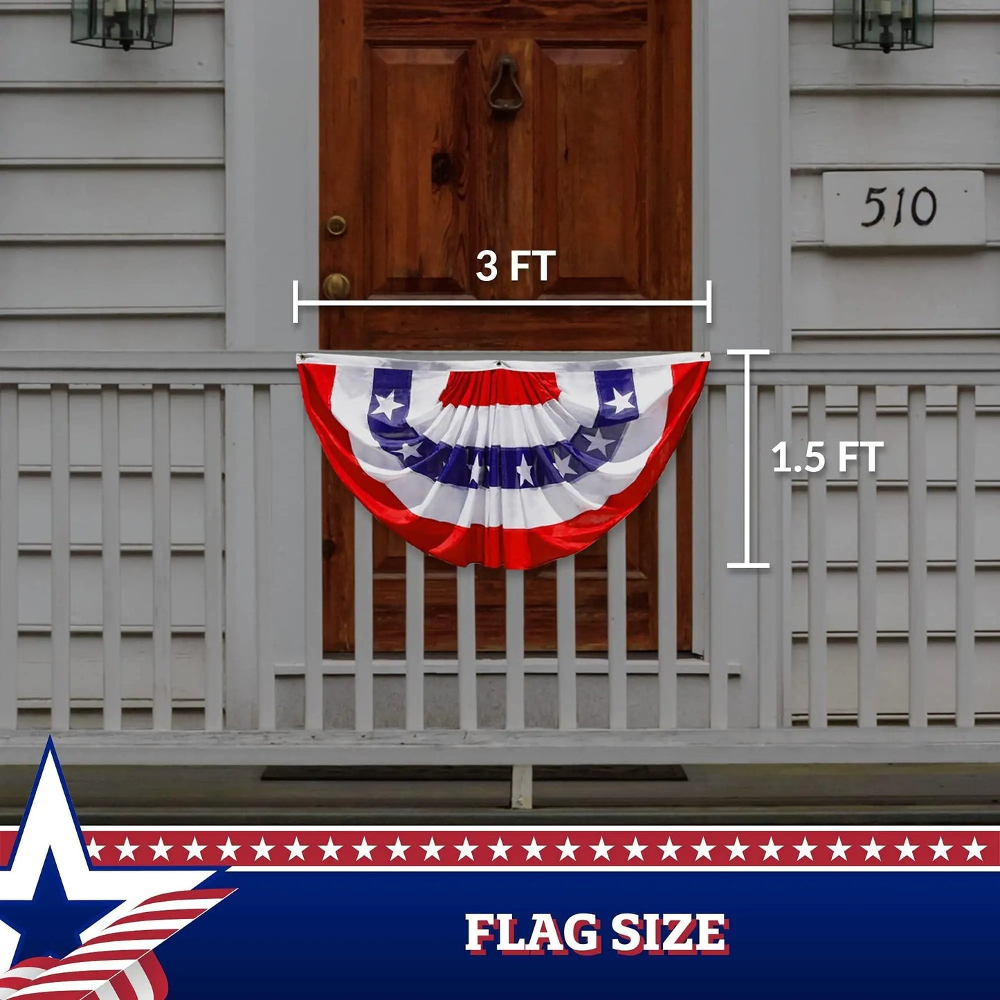 1 Pack USA Pleated Fan Flag 1.5x3 Feet American USA Bunting Decoration 150D - Sno's Finds