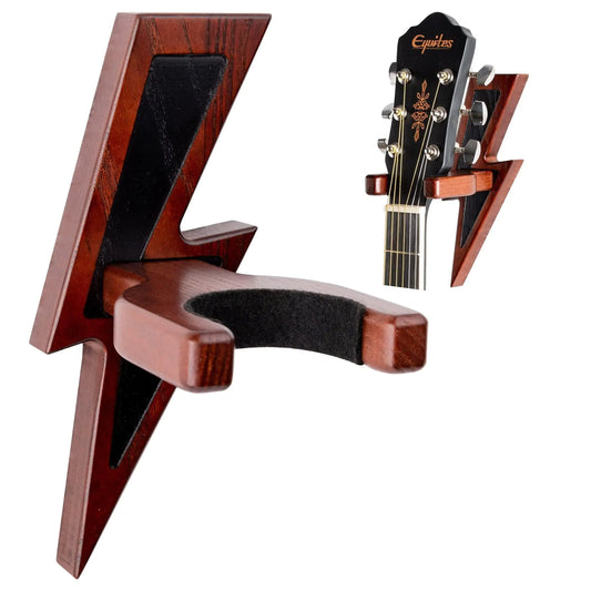 Guitar Holder Wall Mount Ash Wood Guitar Hanger Hook Stand Rack Mahogany Color - Sno's Finds