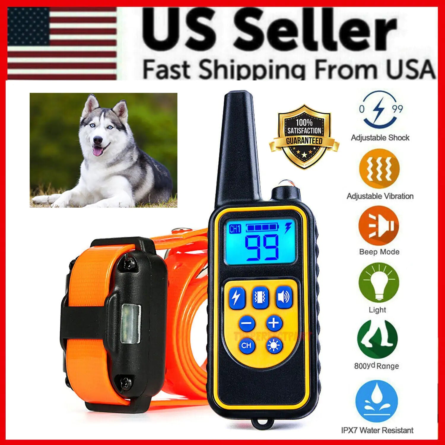 2700 FT Remote Dog Shock Training Collar Rechargeable Waterproof LCD Pet Trainer - Sno's Finds