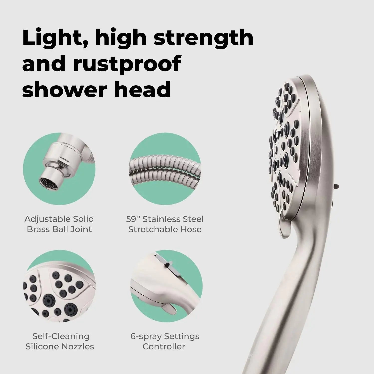 High Pressure Shower Head with Handheld 8 Spray Settings High Flow Removable - Sno's Finds