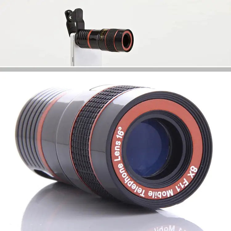 Telephoto PRO Clear Image Lens for Smartphones and Tablets, 8x Zoom, Universal Clip Attachment