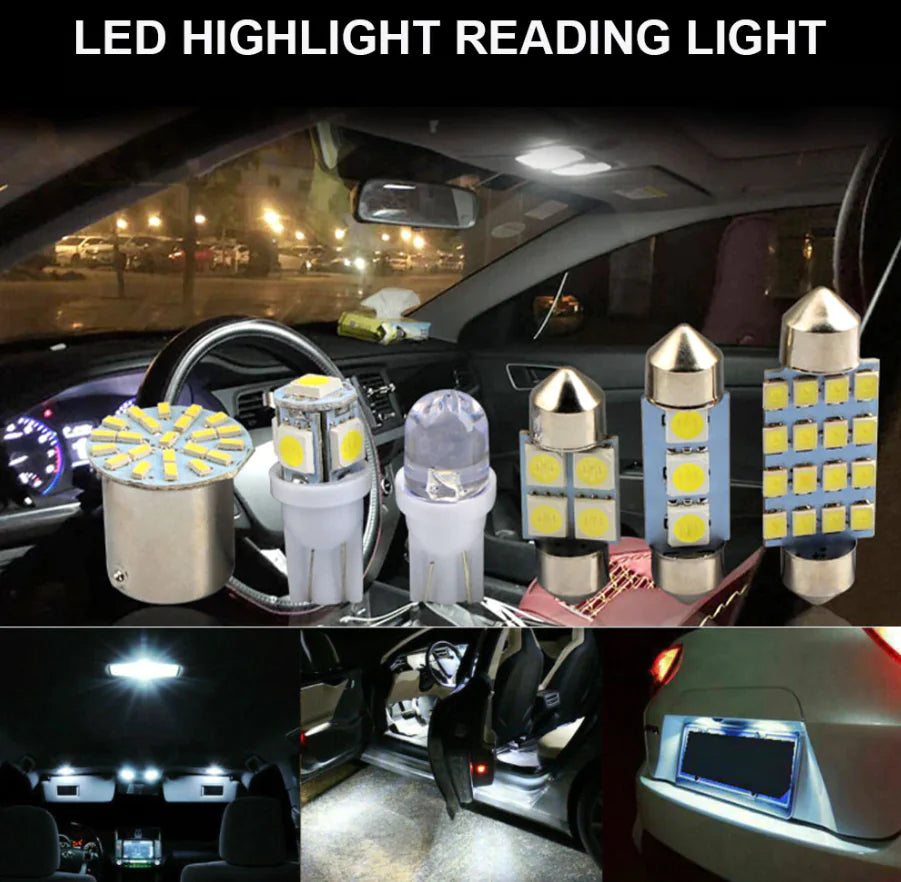 28pcs Car Interior White Combo LED Map Dome Door Trunk License Plate Light Bulbs - Sno's Finds