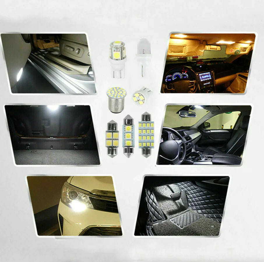 28pcs Car Interior White Combo LED Map Dome Door Trunk License Plate Light Bulbs - Sno's Finds