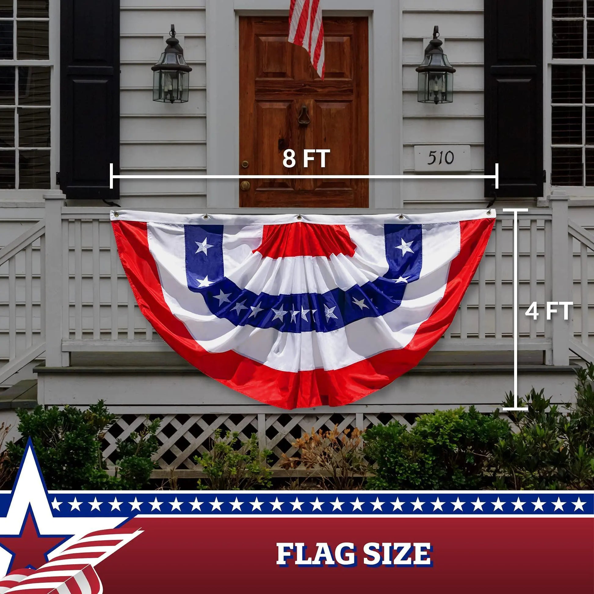 USA Pleated Fan Flag 4x8 Feet American USA Bunting Decoration Flags Embroidered - Sno's Finds