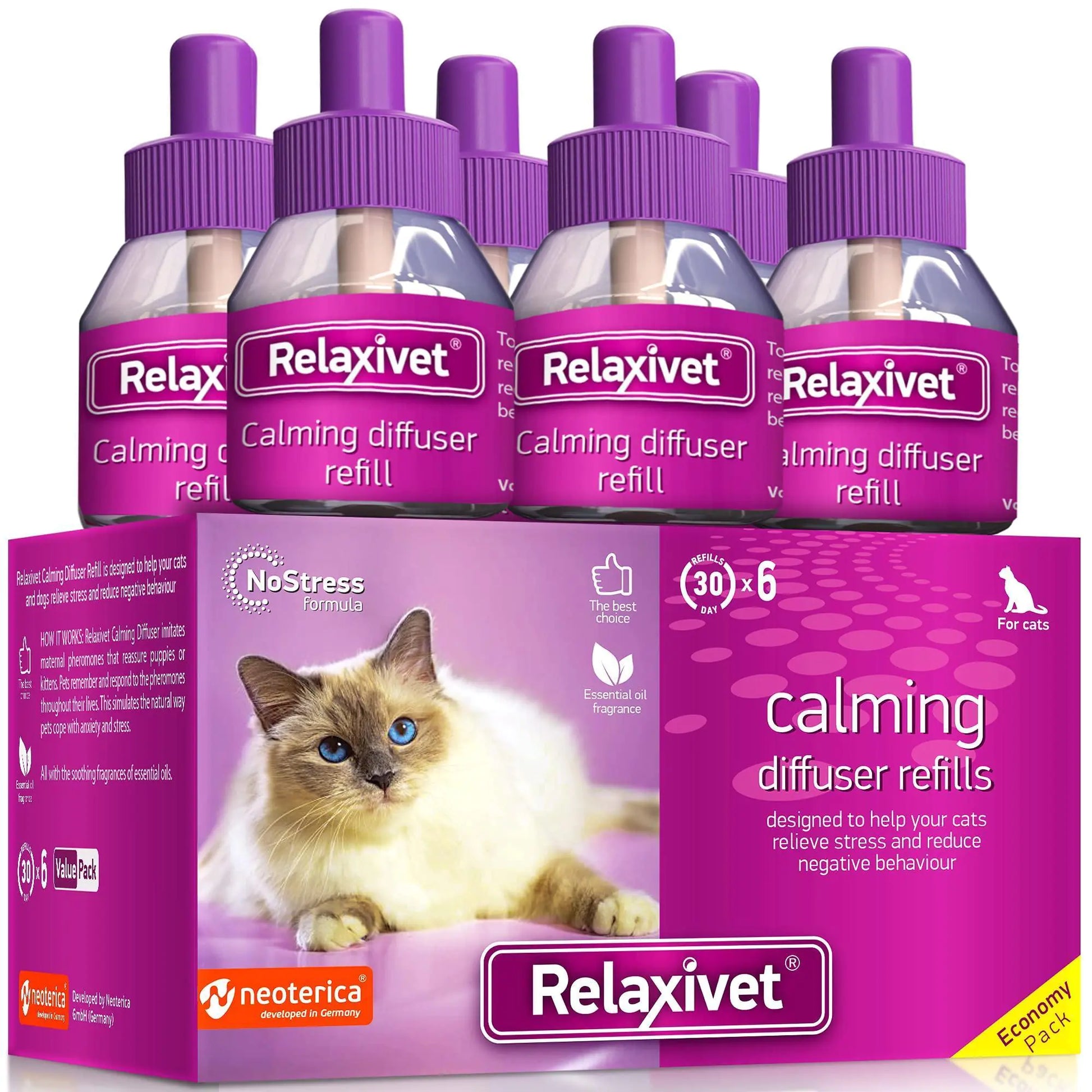 Calming Cat Diffuser Refill Anti Anxiety Pet Feline Calm Pheromones 6 Pack - Sno's Finds