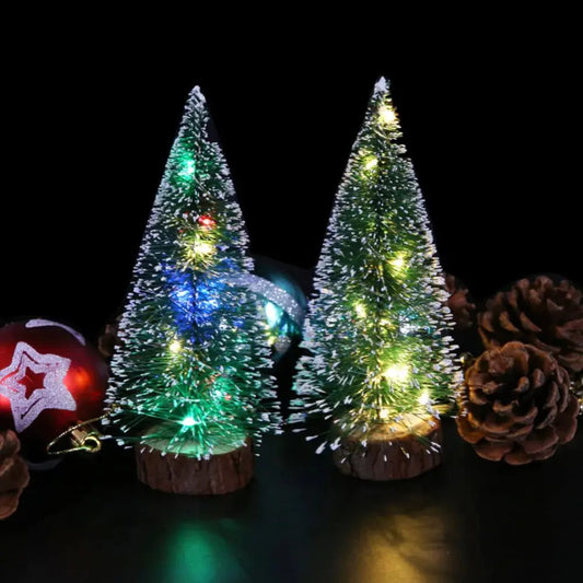 Christmas LED tree gift with colorful lights, surrounded by holiday decor.