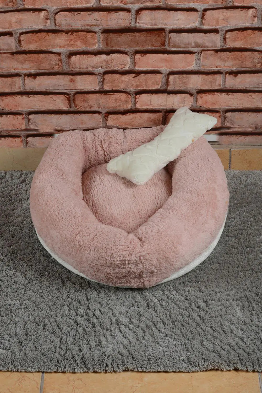 Cookie Pet Sherpa Fleece Washable Round Dog Cat Bed, 60 Cm, Light Powder - Sno's Finds