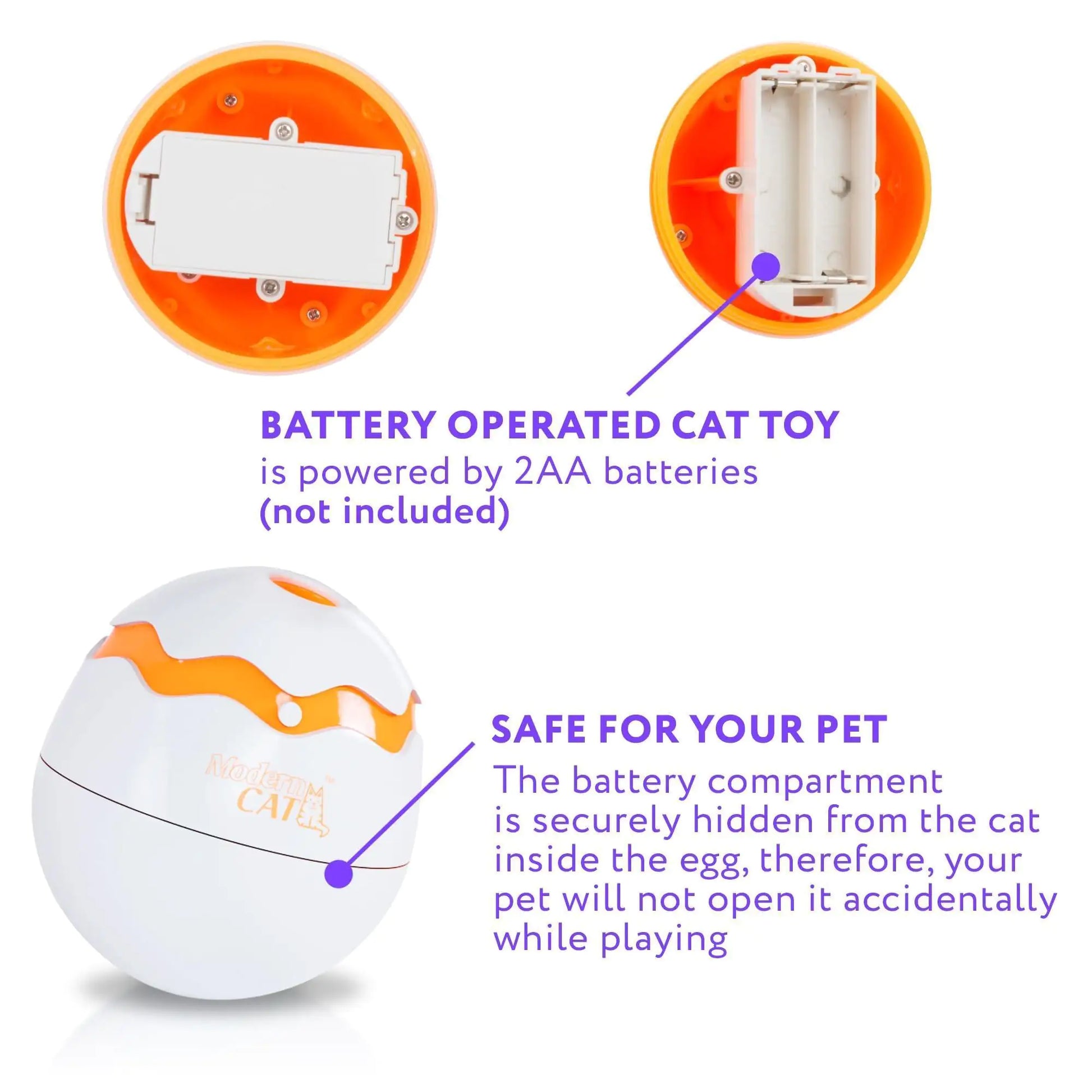 Interactive Cat Toy Dino Egg White Automatic Toy with 360 Degree Rotation Auto - Sno's Finds