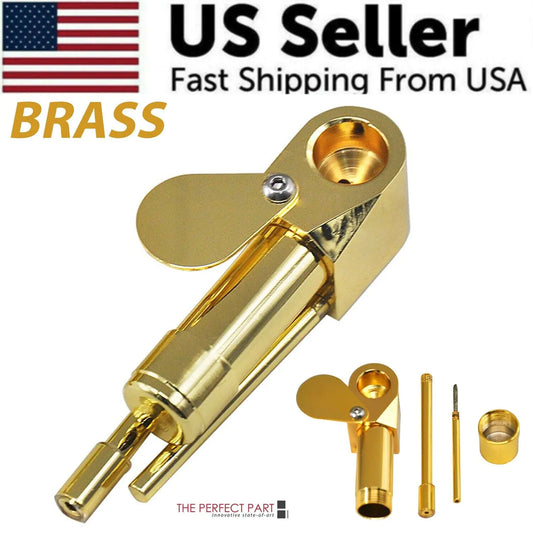 Brass Tobacco Smoking Pipe w/ Stash Storage Cylinder Chamber Metal w/ Lid Bowl - Sno's Finds