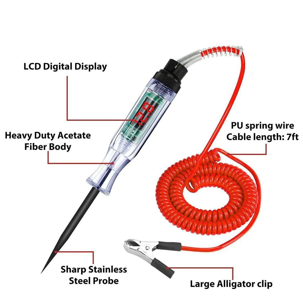 Digital Electric Voltage Circuit Tester Automotive Test Light Car Truck 6-24V US - Sno's Finds