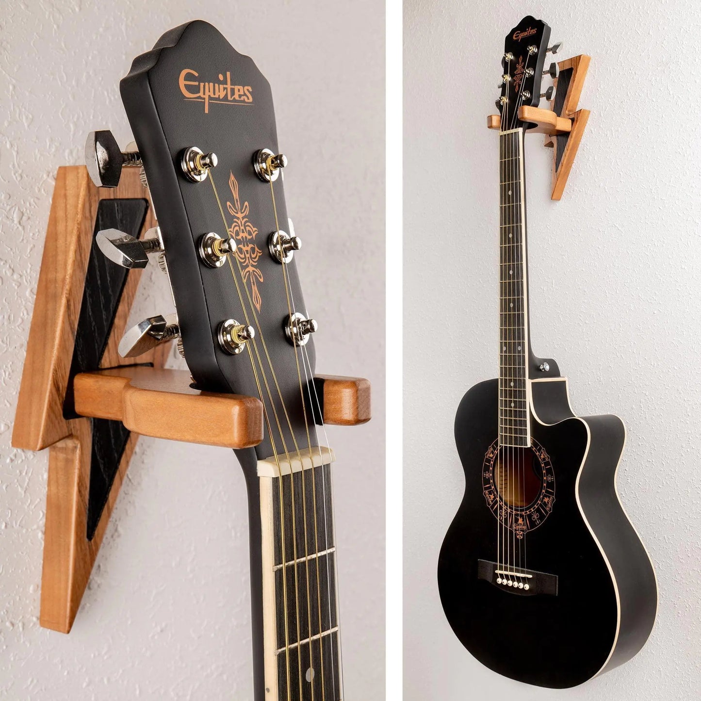 Guitar Holder Wall Mount Ash Wood Guitar Hanger Hook Stand Rack Hardwood Beige - Sno's Finds