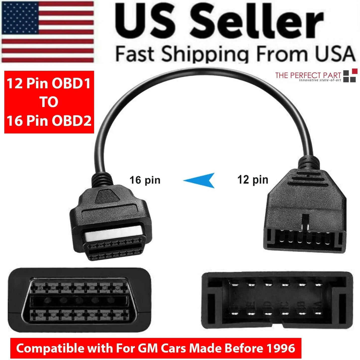 12 Pin OBD1 to 16 Pin OBD2 GM Diagnostic Convertor Adapter Cable