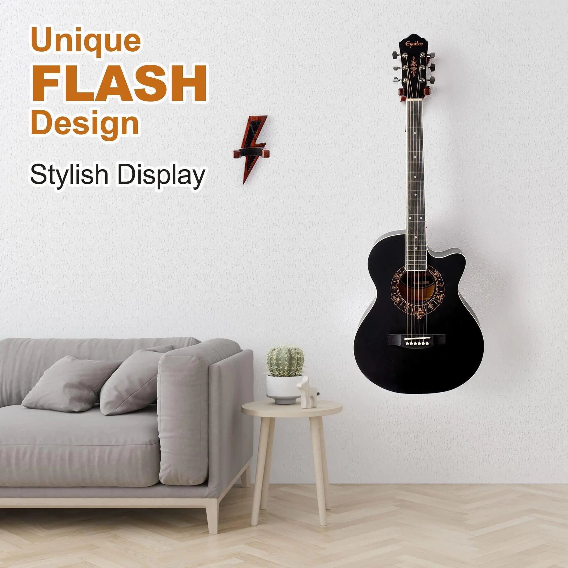 Guitar Holder Wall Mount Ash Wood Guitar Hanger Hook Stand Rack Mahogany Color - Sno's Finds