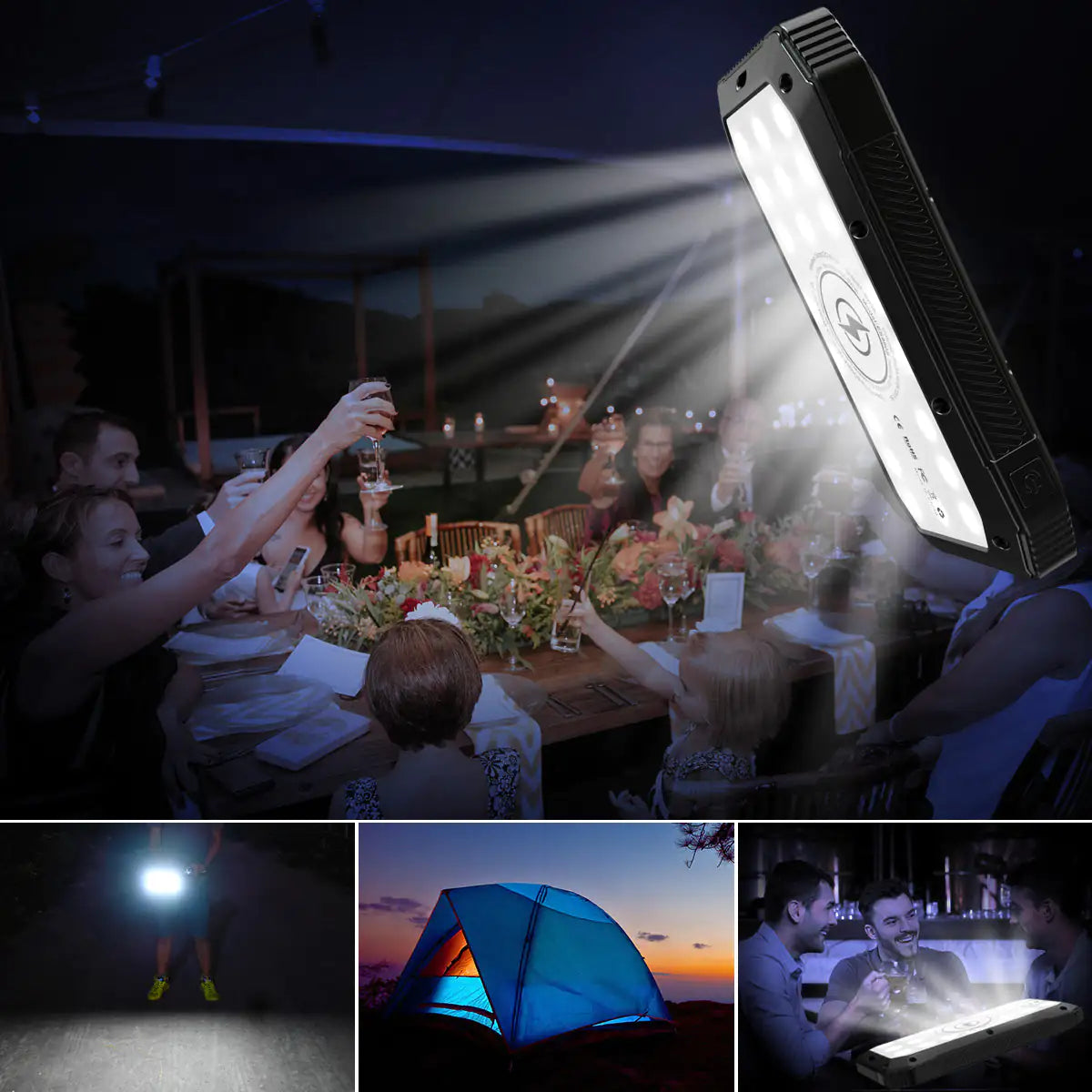 Sun Chaser Solar Powered Wireless Phone Charger 20,000 mAh With LED Flood Light - Sno's Finds