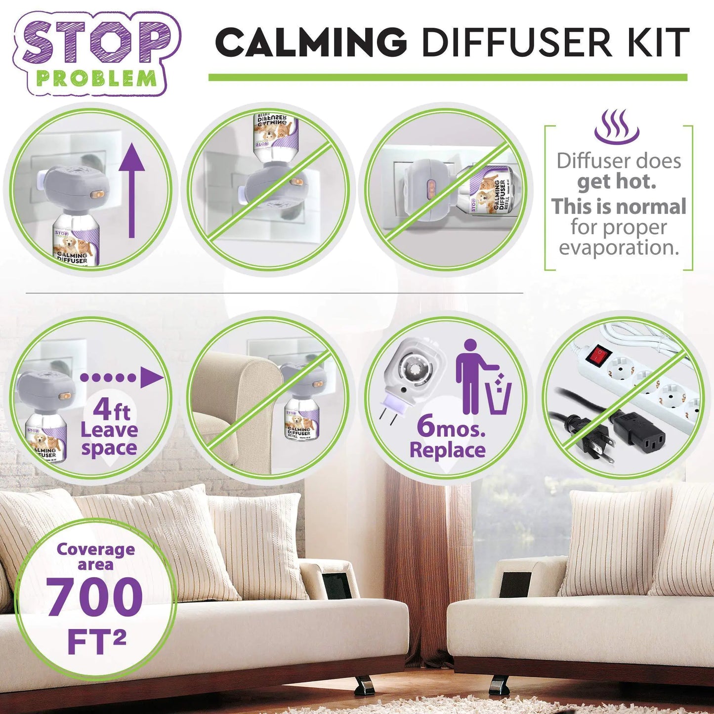 Cat Calming Diffuser Pet Anti Anxiety Feline Pheromones Plug in Stress Relief - Sno's Finds