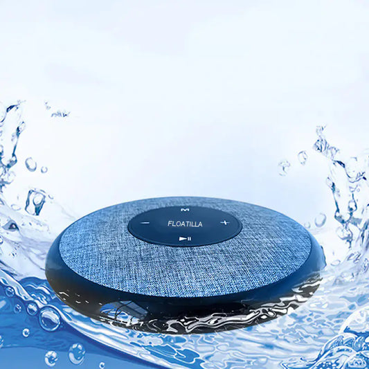 Floatilla II Bluetooth enabled waterproof speaker floating in water.