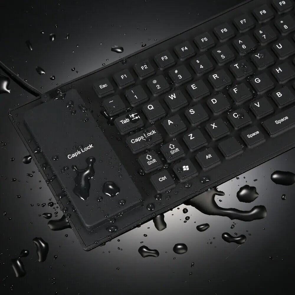 Waterproof Silicone Keyboard Foldable Flexible USB Dustproof DirtProof Full Size - Sno's Finds