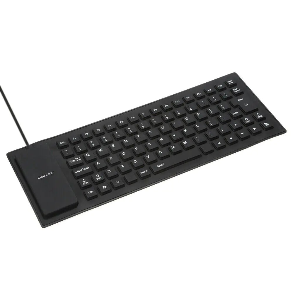 Waterproof Silicone Keyboard Foldable Flexible USB Dustproof DirtProof Full Size - Sno's Finds