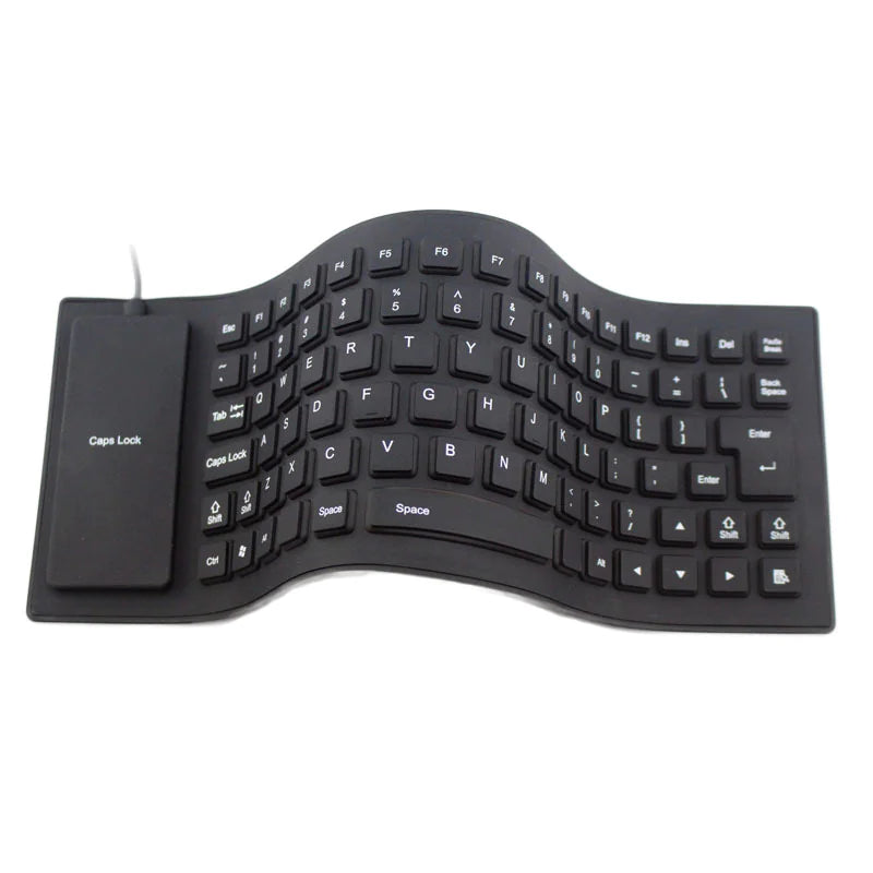 Waterproof Silicone Keyboard Foldable Flexible USB Dustproof DirtProof Full Size - Sno's Finds