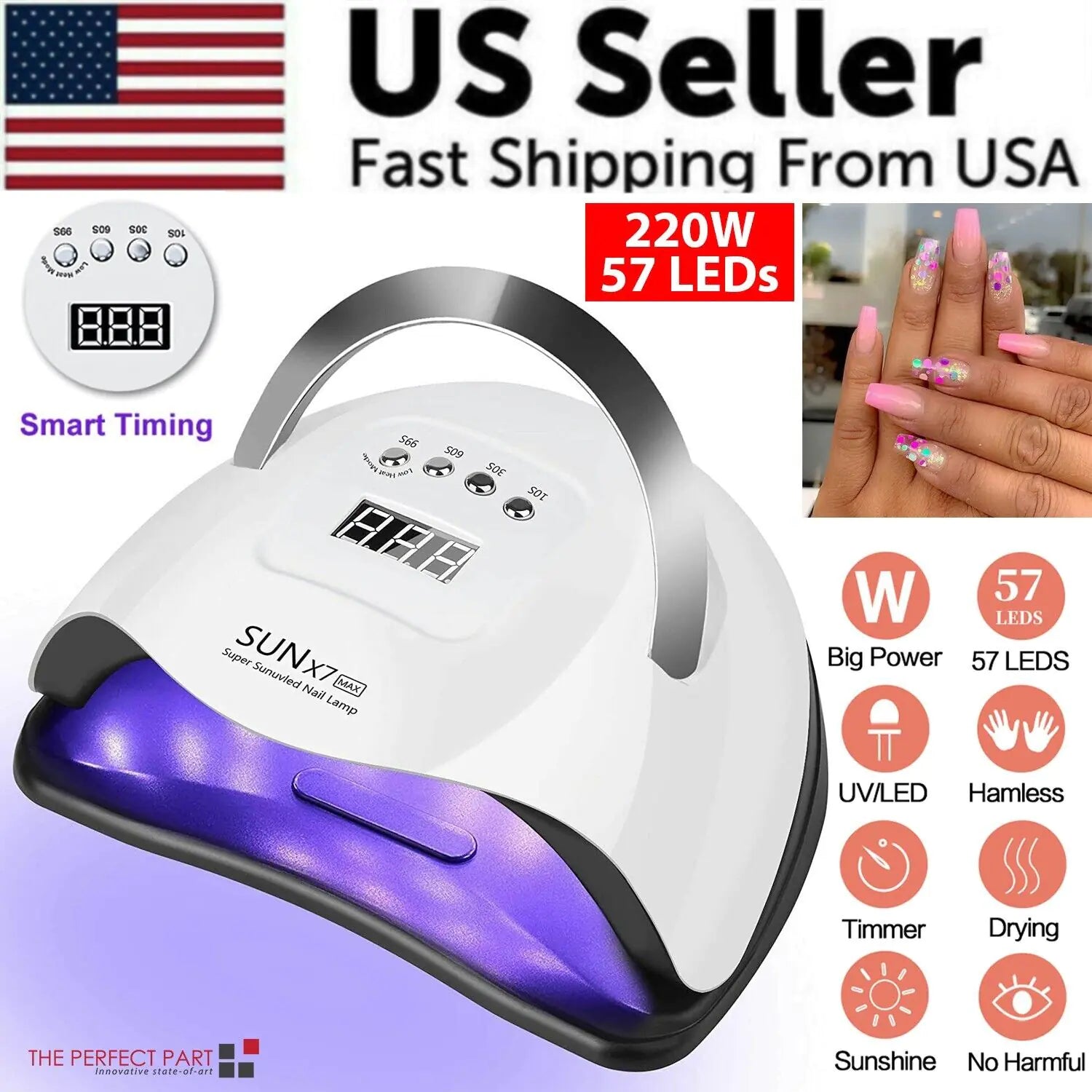 220W Nail Dryer LED Lamp UV Light Polish Gel Curing Machine Electric Manicure - Sno's Finds